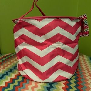 Pink and white chevron bucket - Halloween/Easter
